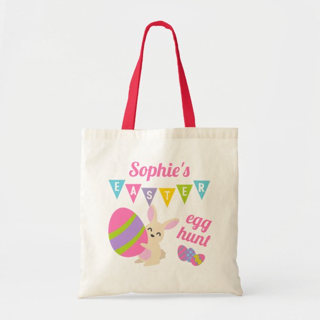 Tote Bag Chasse aux oeufs de lapin de Pâques (Devant)