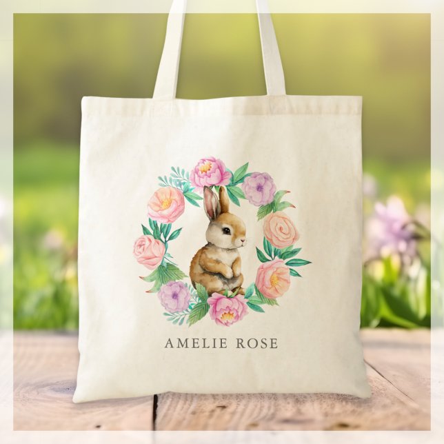 Tote Bag Chasse aux oeufs de lapin de Pâques personnalisée (Créateur téléchargé)