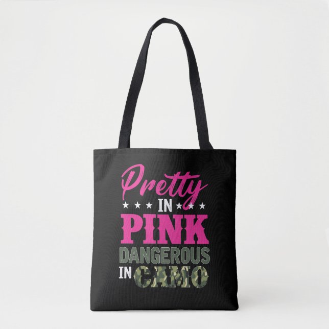 Tote Bag Chasse-Camo dangereuse et rose (Devant)