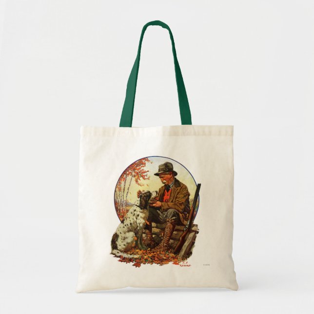 Tote Bag Chasseur et épagneul (Devant)