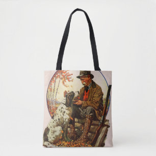 Tote Bag Chasseur et épagneul