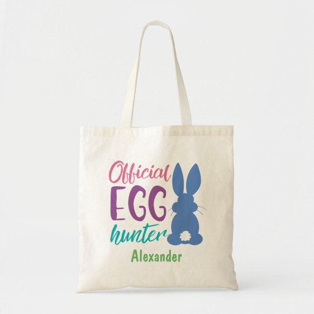 Tote Bag Chasseur officiel d'oeufs Enfants lapins de Pâques (Devant)