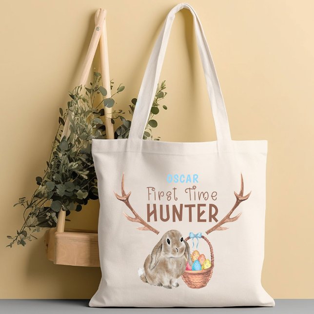 Tote Bag Chasseur première fois Cute Boy Easter Egg Hunt Fo (Egg Hunt Bag for First Time Easter Egg Hunter)