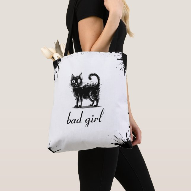Tote Bag Chat à Doodle (De près)