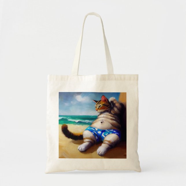 Tote Bag Chat à la plage (Devant)