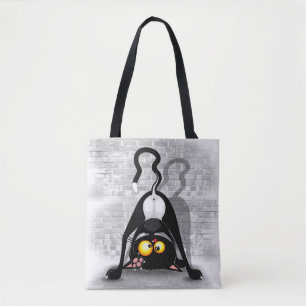 Tote Bag Chat à l'envers Personnage de dessin animé drôle