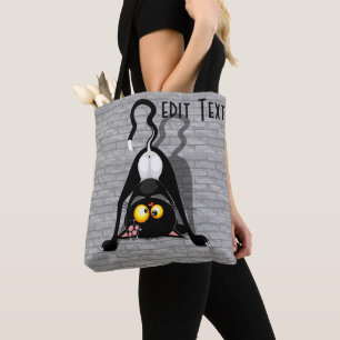 Tote Bag Chat à l'envers Personnage de dessin animé drôle