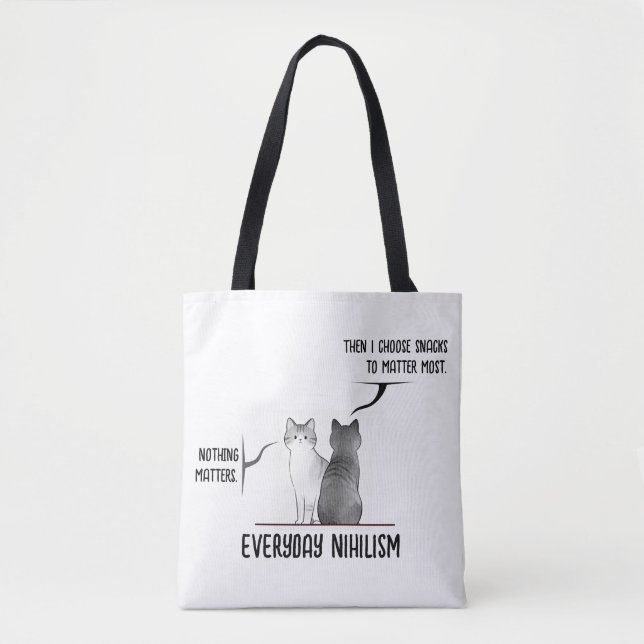 Tote Bag Chat à l'humour noir Citation Nihilisme Quotidien  (Devant)