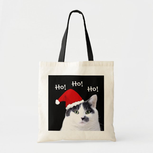 Tote Bag Chat à Santa Hat Noël (Devant)