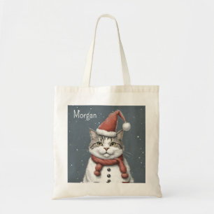 Tote Bag Chat amusant Noël Snowman mignonne