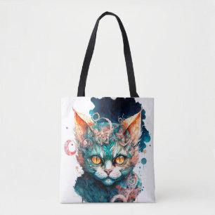 Tote Bag Chat aquarelle en style steampunk