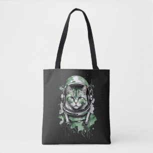 Tote Bag Chat astronaute vert Splash
