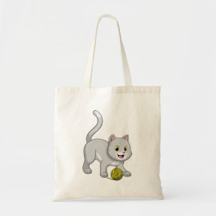 Tote Bag Chat avec bille de laine