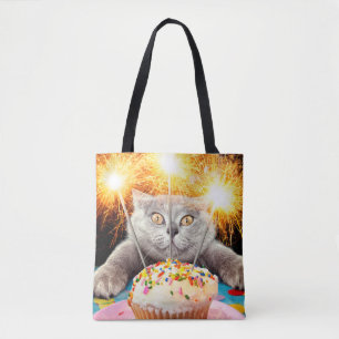 Tote Bag Chat Avec Cupcake Sparkler