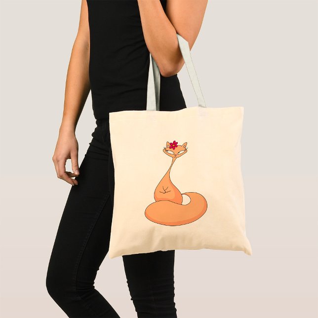Tote Bag Chat avec Fleur Cute Kawaii Kitty (Créateur téléchargé)
