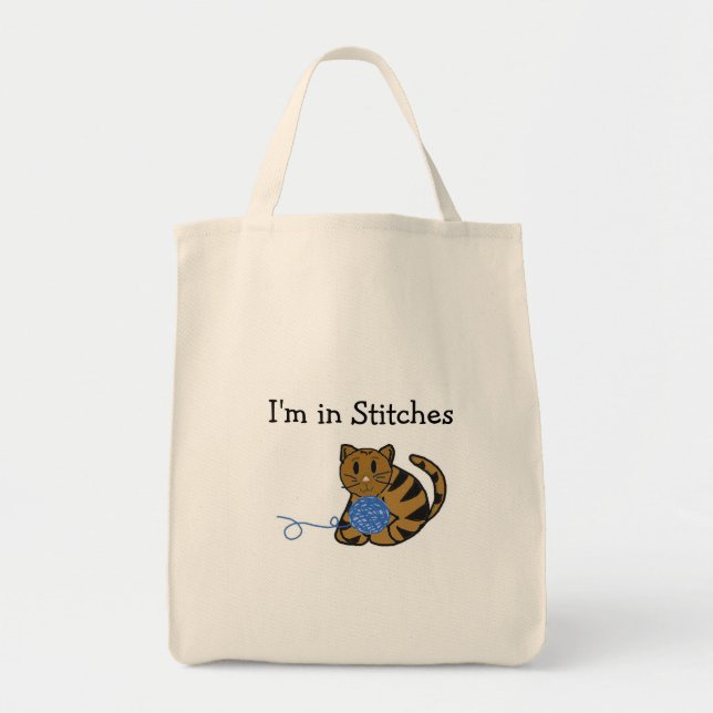 Tote Bag Chat avec Pelote de Fils et Dicton (Devant)
