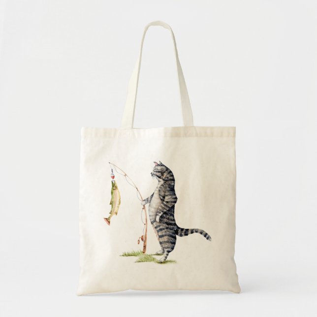 Tote Bag Chat avec poisson (Devant)