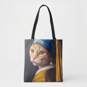 Tote Bag Chat avec une perle d'oreille Parodie amusante d