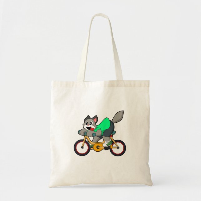 Tote Bag Chat avec vélo (Devant)