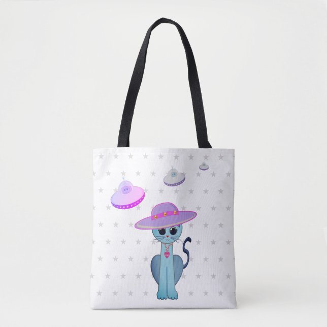 Tote Bag Chat Beau dans un Chapeau (Devant)