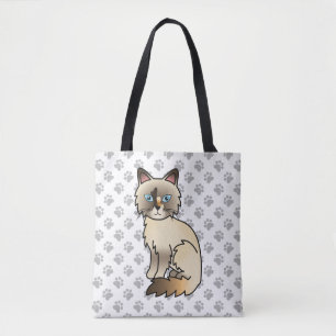 Tote Bag Chat Birman écaille de tortue / Ragdoll mignon & p