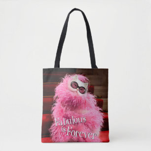 Tote Bag Chat blanc de diva enveloppé dans le boa rose sur