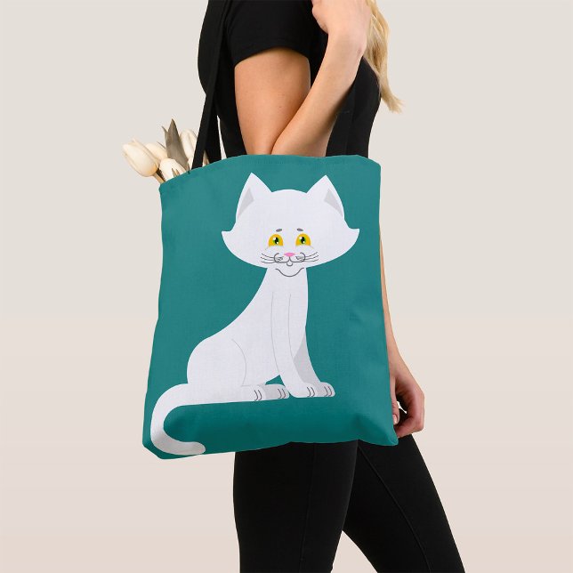 Tote Bag Chat Blanc Minimaliste Chaton (Créateur téléchargé)