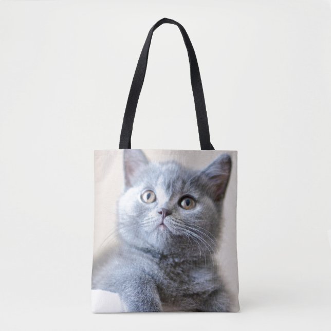 Tote Bag Chat britannique gris de Shorthair (Devant)