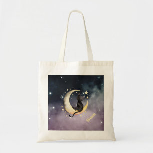 Tote Bag Chat caricature mignon sur la lune