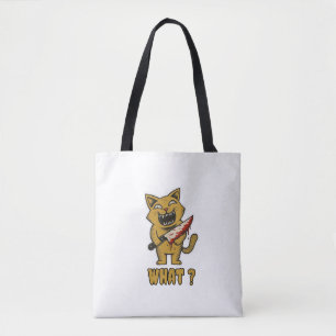 Tote Bag Chat ce _ Drôle chat déplaisant avec couteau