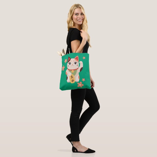Tote Bag Chat Chanceux Maneki Neko Mignon (Sur le modèle)