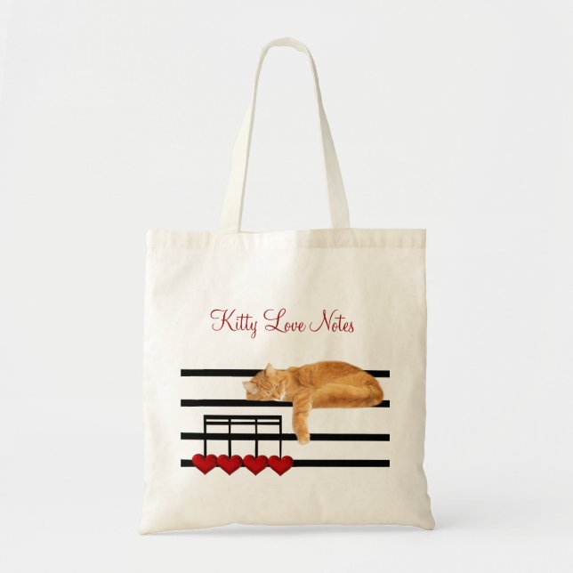 Tote Bag Chat chaton d'amour musicale (Devant)