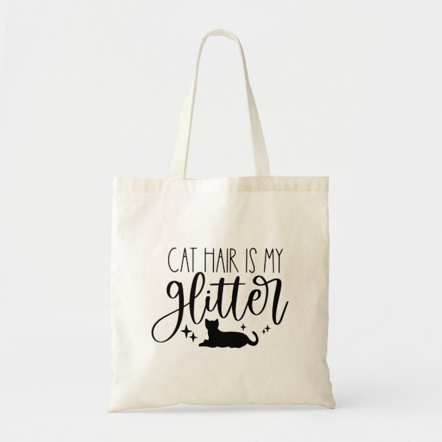 Tote Bag Chat cheveux est ma Parties scintillant (Devant)