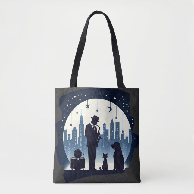 Tote Bag Chat, chien, Jazz (Devant)