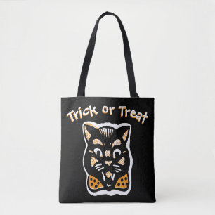 Tote Bag Chat classique d'Halloween Trick foncé ou traite