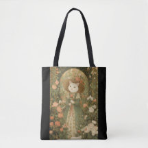 Chat - Dame victorienne aux chats en bois de rose