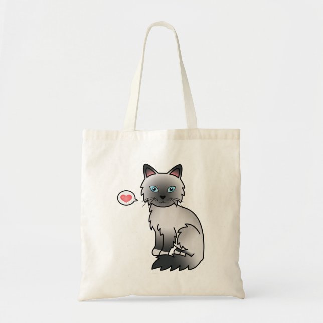 Tote Bag Chat d'amour Birman / Ragdoll à point bleu (Devant)