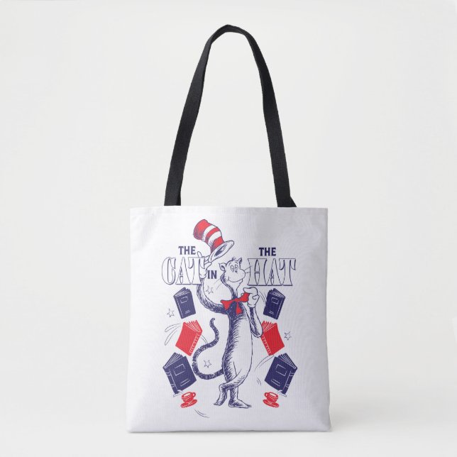 Tote Bag Chat dans le Casquette | Lecture de livres (Devant)