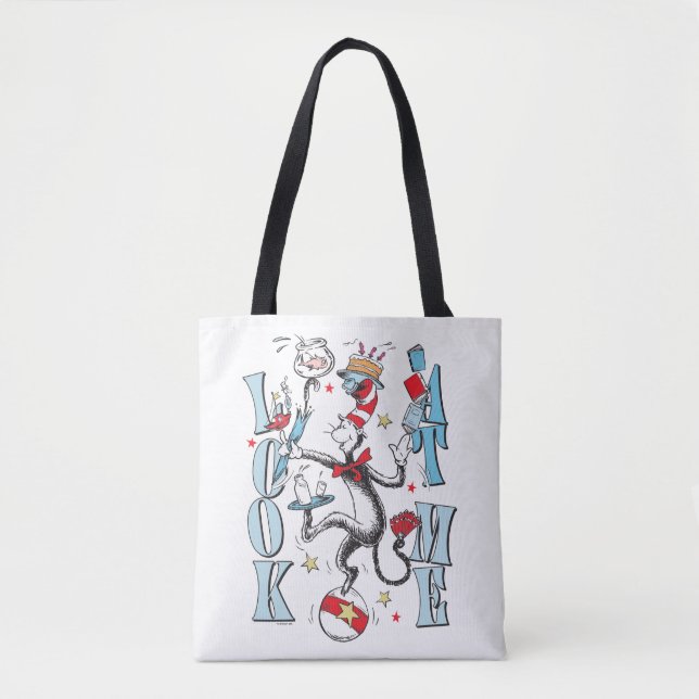 Tote Bag Chat dans le Casquette | Regarde-moi (Devant)