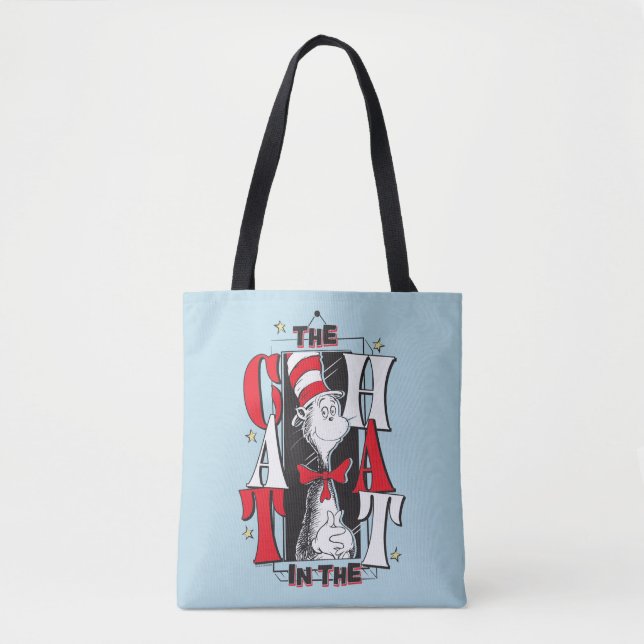 Tote Bag Chat dans le Casquette | Texte B&W (Devant)