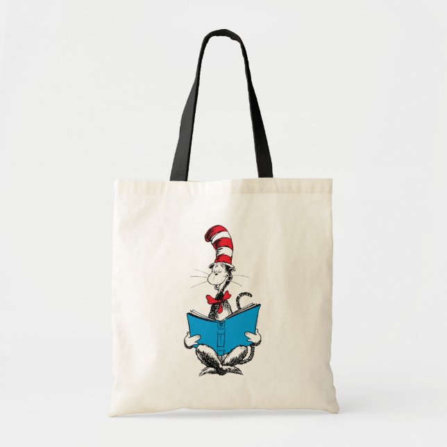 Tote Bag Chat dans le Chapeau Lecture (Devant)