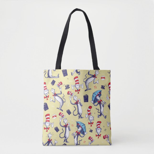 Tote Bag Chat dans le Chapeau | Motif Jaune (Devant)
