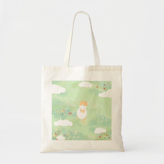 Tote Bag chat dans l'herbe (Devant)