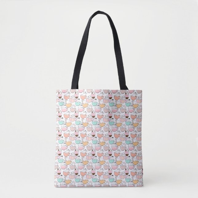 Tote Bag Chat dans une tasse Design motif 01 w (Devant)