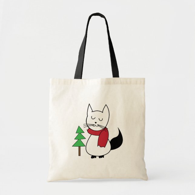Tote Bag Chat d'arbre de Noël mignon (Devant)