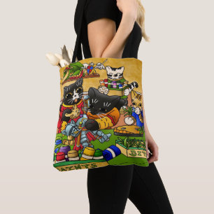 Tote Bag Chat de chevalier miniature modèle de peinture cha