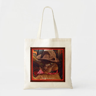 Tote Bag Chat de cowboy, pose 4, couleur