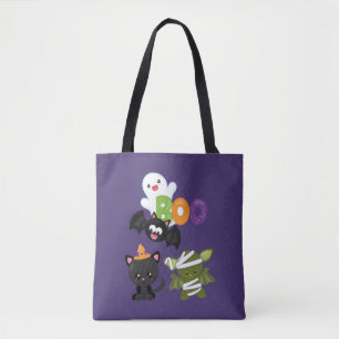Tote Bag Chat de Cute Halloween, bat, mummy et ghost