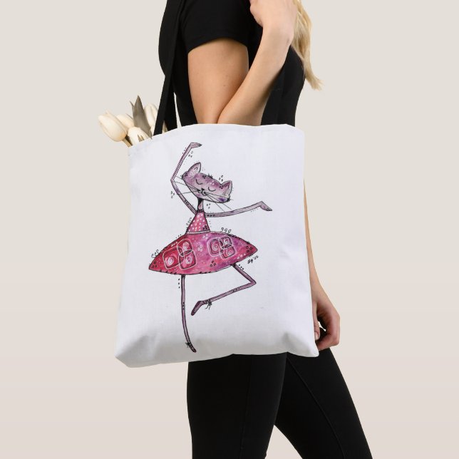 Tote Bag Chat de danse mignonne et lunatique (De près)