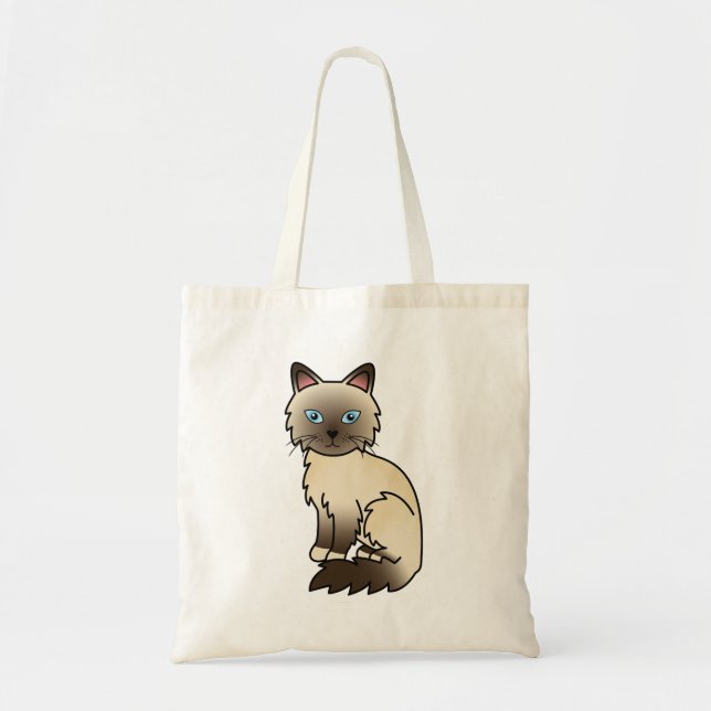 Tote Bag Chat de dessin animé Birman / Ragdoll au point cho (Devant)